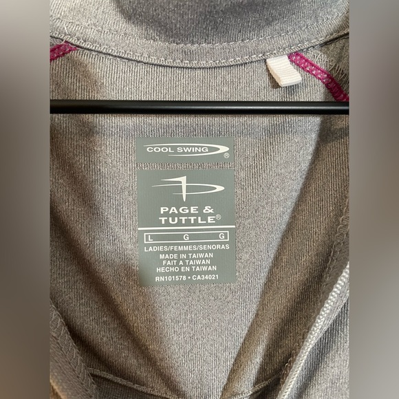 Page & Tuttle Women's Gray & Pink Short Sleeve 1/4 Zip Top Performance Golf Sz L - Picture 2 of 7